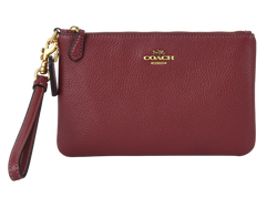 Coach Wristlet Pouch, Leather, Burgundy, MIV, 4*